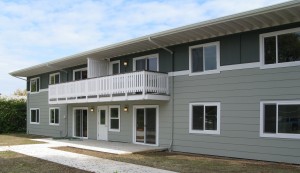 Exterior of newly renovated Applegate Apartments, Building 2